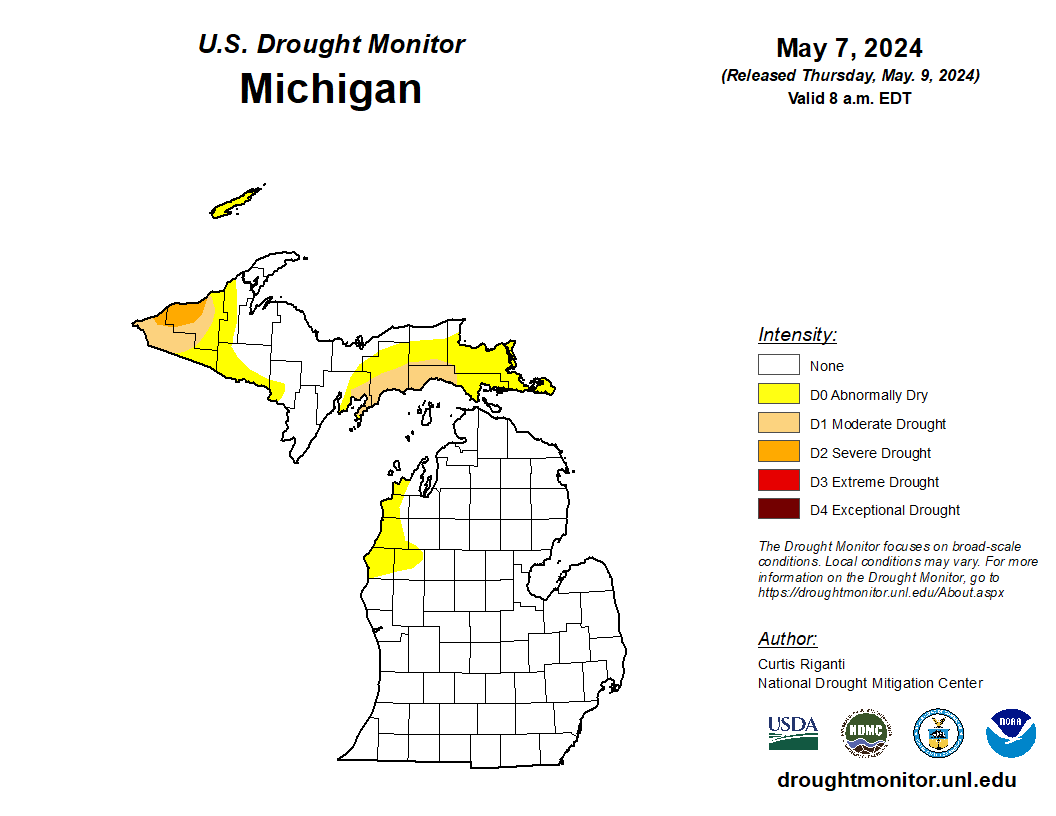 Michigan drought monitor map.